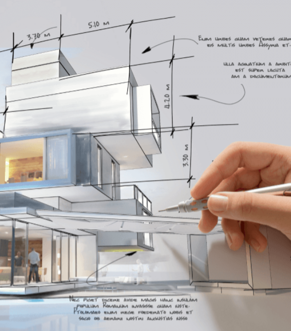 A person is doing constructional design detailing